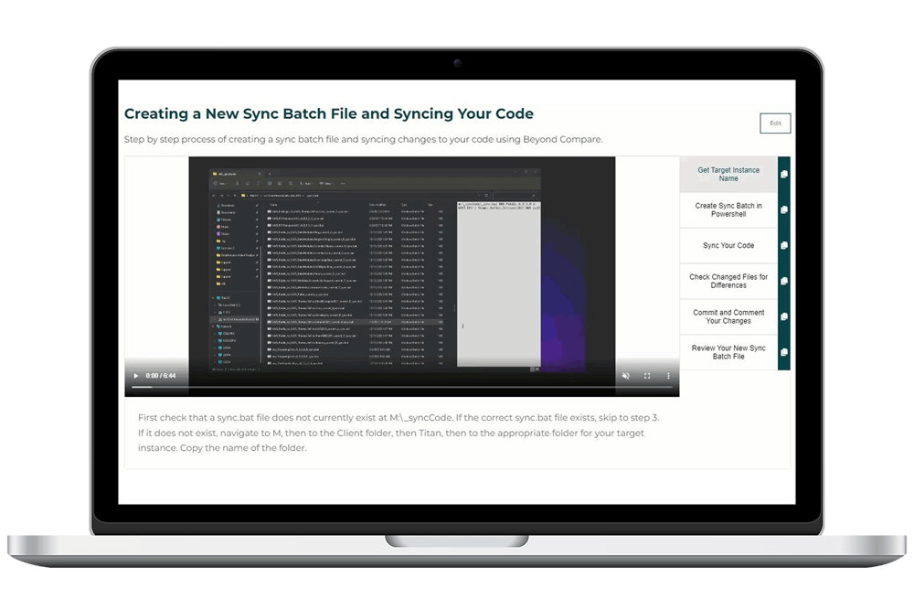 screen capture of video checkpointing tool